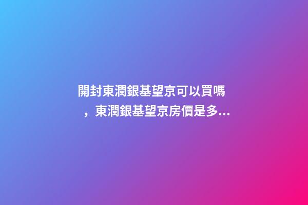 開封東潤銀基望京可以買嗎，東潤銀基望京房價是多少？